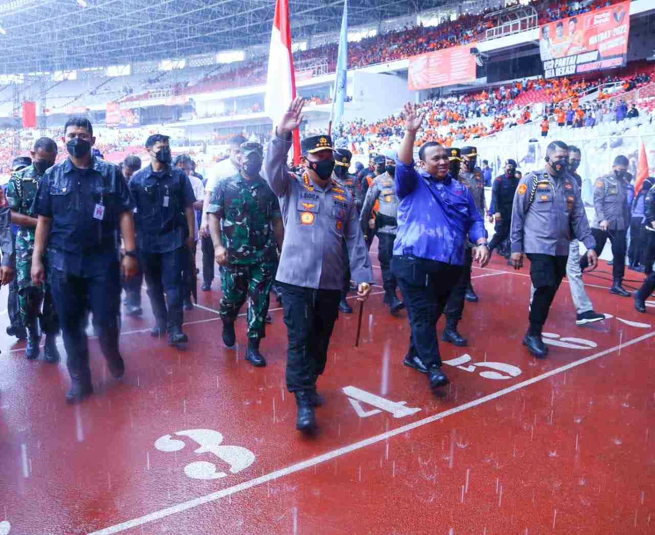 Kapolri Jenderal Pol Listyo Sigit Prabowo saat hadiri puncak acara may day Internasional di Stadion Gelora Bung Karno Jakarta
