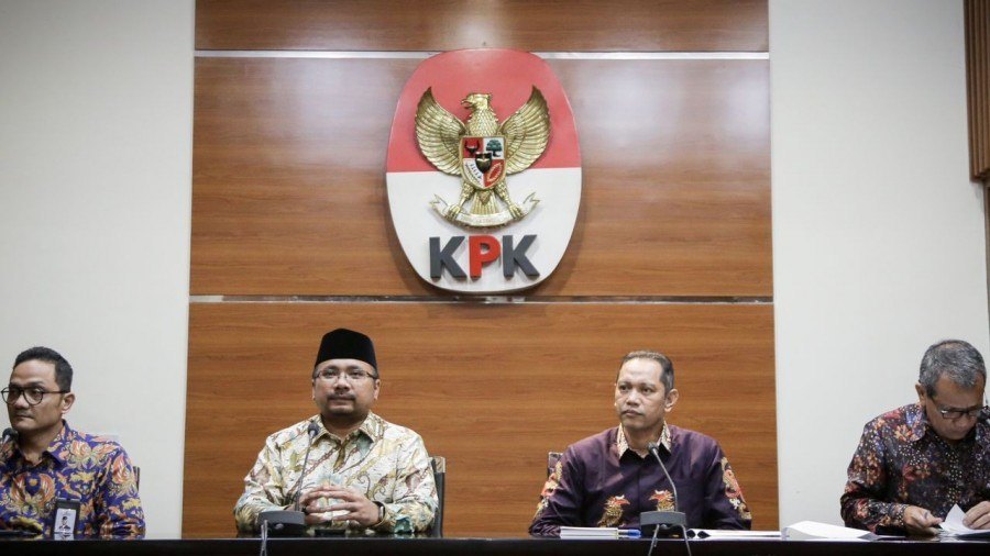 Konferensi pers usai pertemuan KPK dengan jajaran Kemenag soal tata kelola haji 2023. (Dok/Kemenag.go.id).