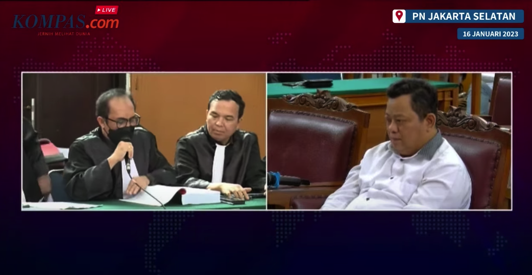 Ilustrasi sidang pembacaan tuntutan terdakwa Kuat Ma'ruf di PN Jakarta Selatan. (Screenshot/Live Kompas TV).