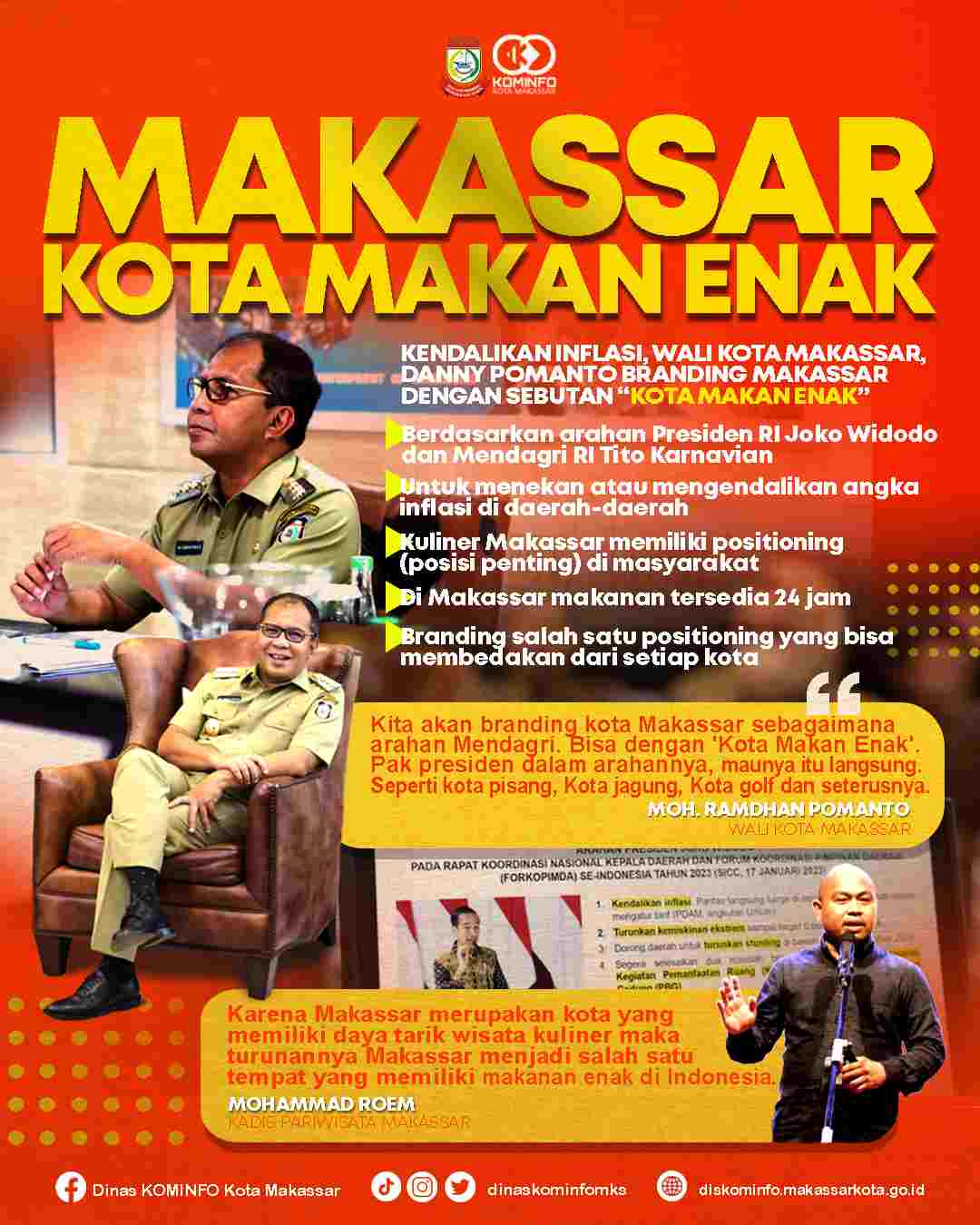 Wali Kota Makassar Danny Pomanto mendeklariskan Makassar sebagai Kota Makan Enak. (Dok/Pemkot Makassar).