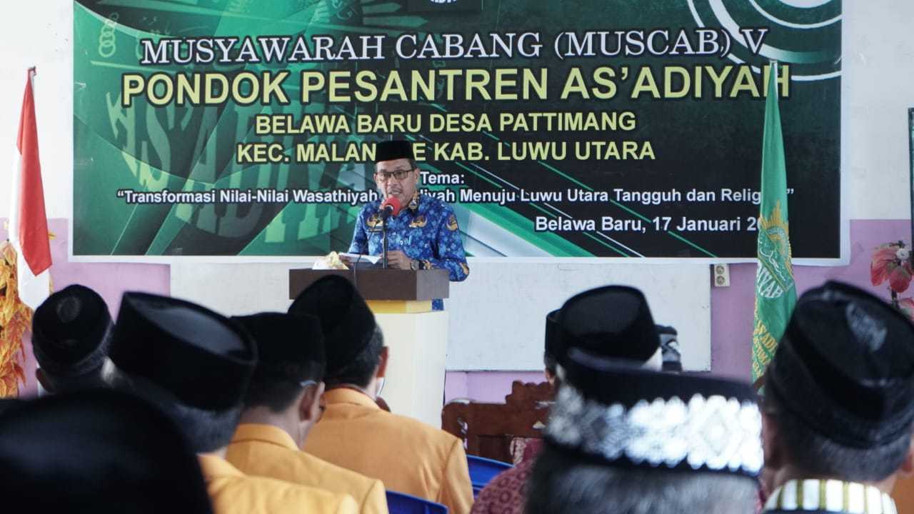 Sekda Lutra, Armiadi juga sebelumnya membuka Muscab V Pesantren As’adiyah Belawa Baru, Kecamatan Malangke. (Dok/Pemda Lutra).