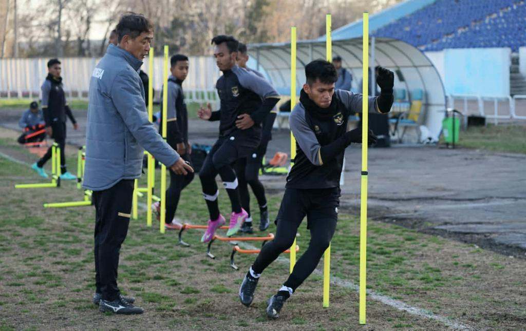 Timnas U-20 Indonesia dalam sesi latihan di Uzbekistan. (Dok/PSSI).