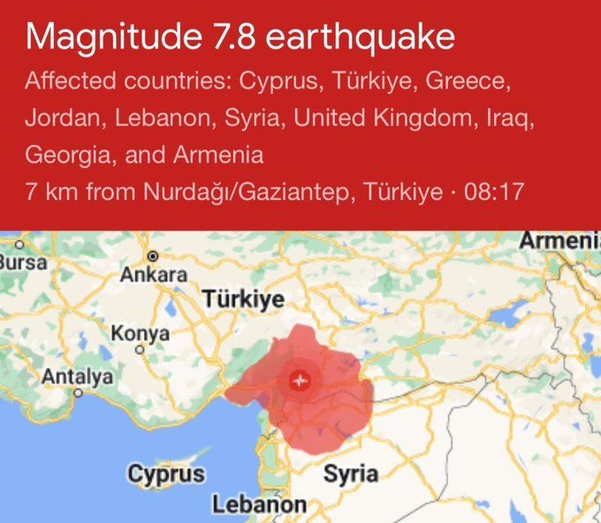 Ilustrasi Gempa Turki-Suriah. (Dok/Twitter Edanur Yildiz).