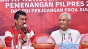 Ketua DPD PDIP Sulsel, Ridwan Andi Wittiri (kiri) bersama Ganjar (kanan) di Kantor DPD PDIP Sulsel. (Dok. Istimewa).