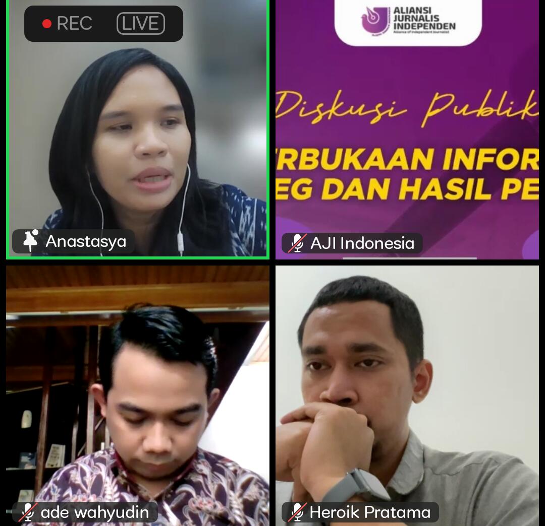 diskusi publik tentang "30% Calon Legislatif (Caleg) Tutup Akses Profilnya Akibat Kebijakan KPU" yang digelar AJI Indonesia. (Dok. Istimewa).
