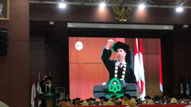 Pesan 'Lima Anak Tangga' Rektor UIN Makassar di Pengukuhan Guru Besar. (Dok. Istimewa).