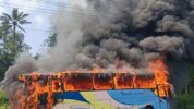 Bus Pariwisata Blue Star Terbakar di Salatiga
