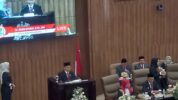 Sardi Efendi Saat Pidato Pertama Setelah Pengambilan Sumpah Menjadi Ketua DPRD Kota Bekasi