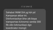 Beredar Hoax SMS Blast Uang Transport dan Konsumsi Relawan Pasca Kampanye Akbar INIMI DIA