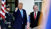 Presiden AS, Donald Trump Bersama Perdana Menteri Israel, Benjamin Netanyahu