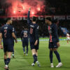 Pemain Paris Saint Germain (PSG) Selebrasi Usai Cetak Gol Ke Gawang Arsenal