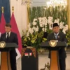 Presiden Prabowo Subianto Saat Menyampaikan Pernyataan Bersama Presiden Prancis Emmanual Macron