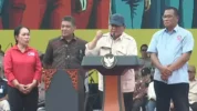 Presiden Prabowo Subianto Saat Menyampaikan Pidato Dalam Peringatan Hari Buruh Internasional