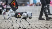 Robot K9 Melakukan Defile Saat Upacara HUT ke-79 Bhayangkara